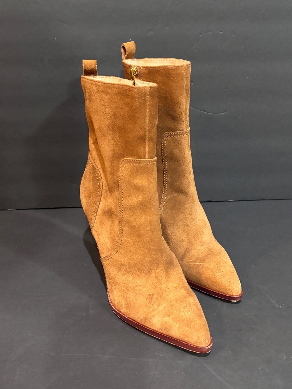 Veronica Beard Logan Booties Women’s 6M Hazelwood Suede Pointed Toe Ankle Boots